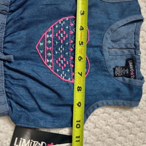 Limited Too Baby Denim Romper Heart Graphic Size 12M - Picture 6 of 7